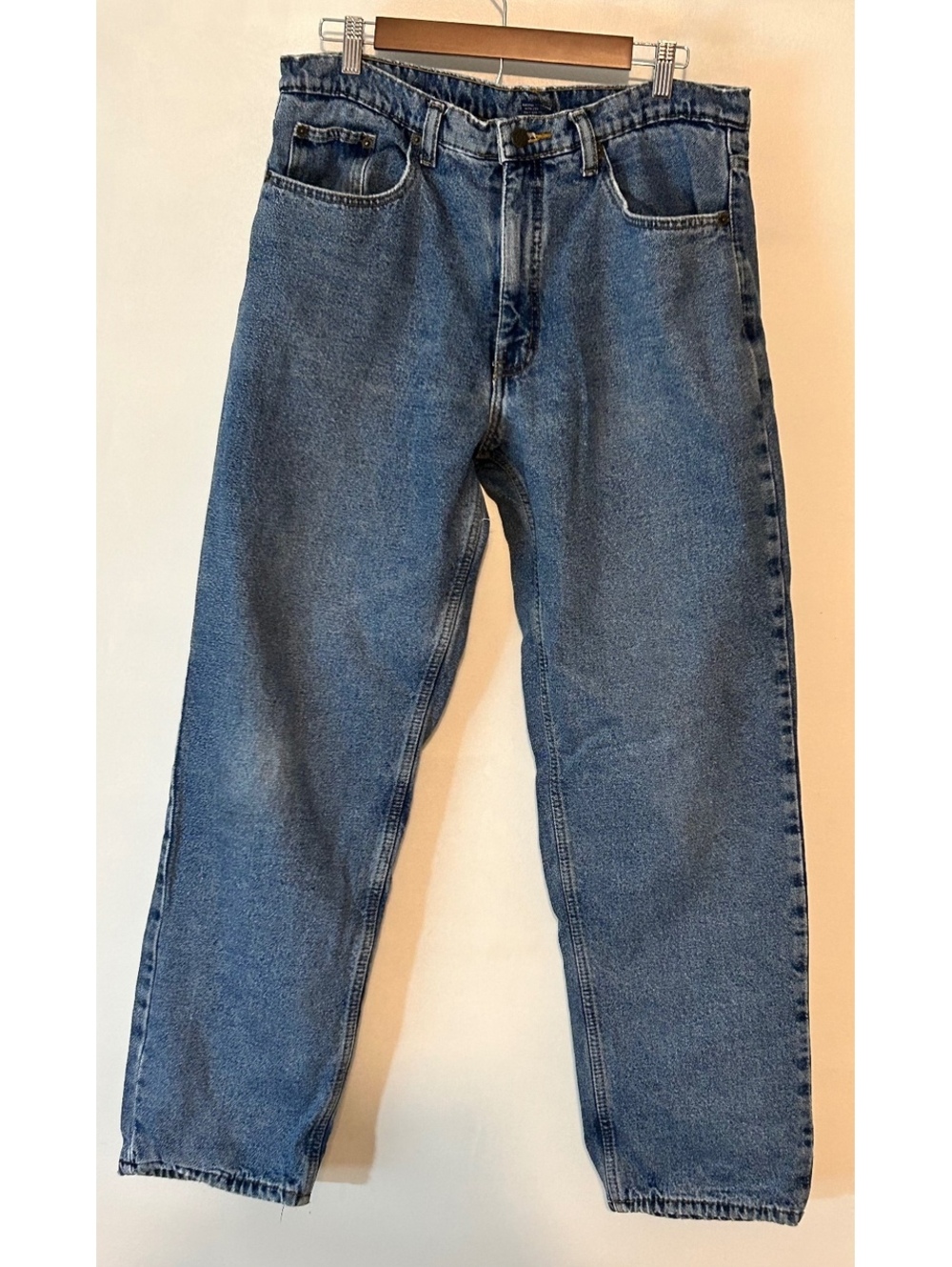 Rural King Brand Men's Blue Denim Jeans with Plaid Lining Size 36x32
